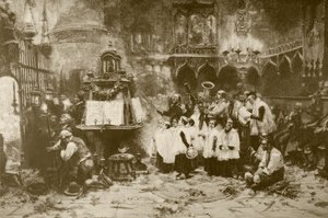 La misa mayor, después de una pintura de J. Benlliure, grabado por M. Weber, de 
